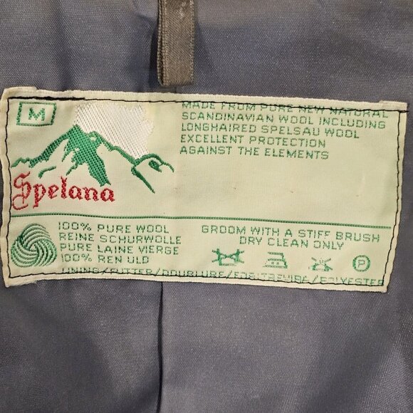 Vintage Spelana Womens Coat Scandinavian Fuzzy WOOL Size‎ M Chevron Black White - Picture 12 of 13